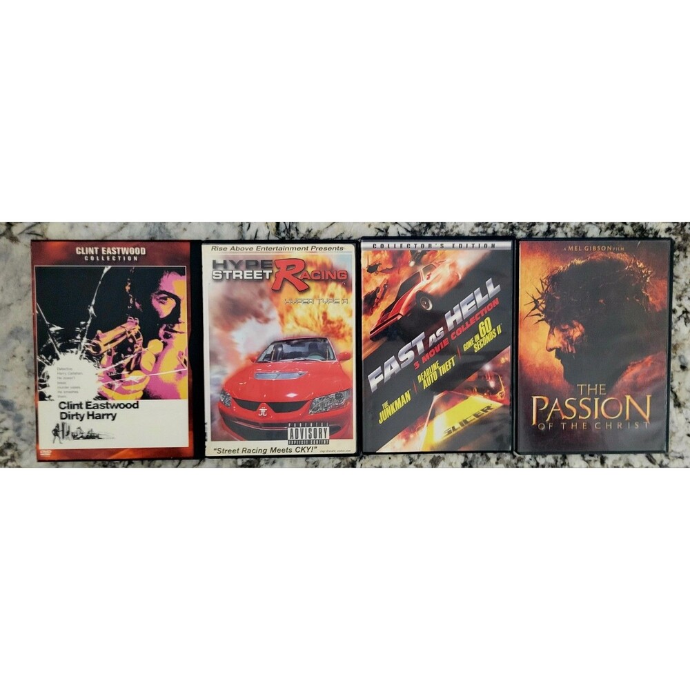 DVD 4PK VALUE BUY: DIRTY HARRY, HYPER ST RACING, FAST AS HELL(3 MOVIES), 1 DESCP